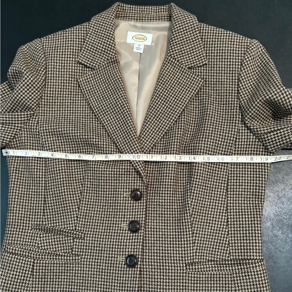 Talbots wool blazer brown/tan excellent condition checkered tweed size 10  - Picture 9 of 11